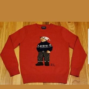 Polo Ralph Lauren Boy's Teddy Bear Red Sweater